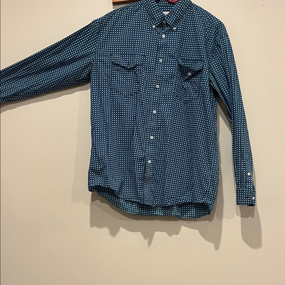 Roper Men's Teal Patterned Button Down Shirt